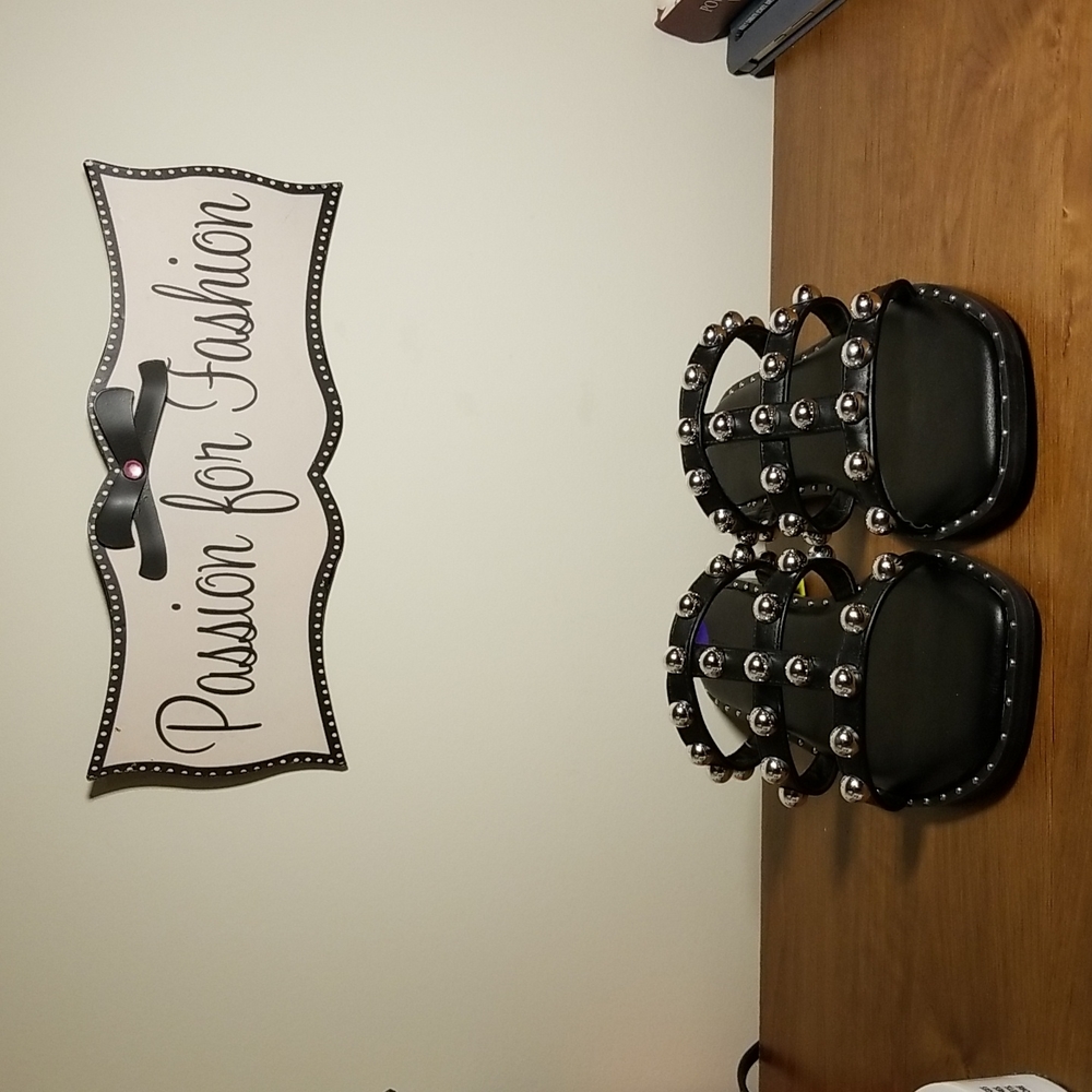Black Studded Sandals